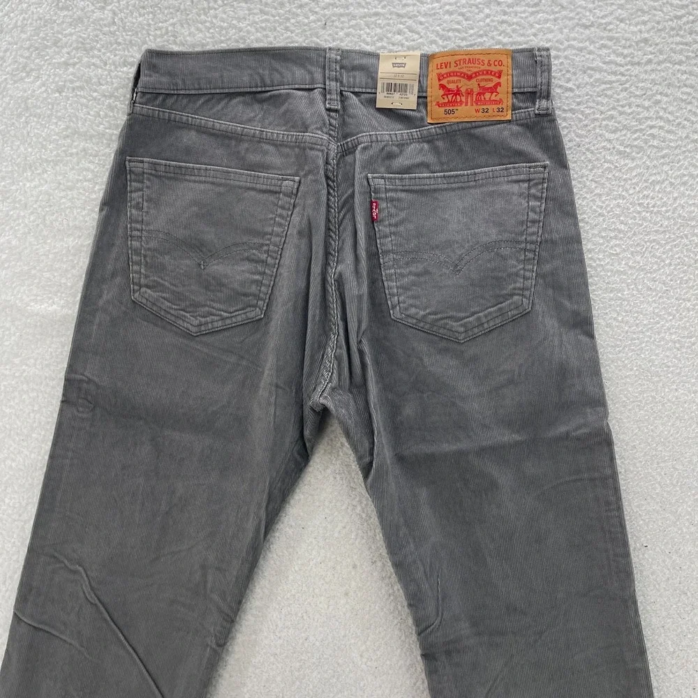 Levi's Pants Men's 32x32 Gray 505 Corduroy Pinwale Regular Fit Straight Preppy